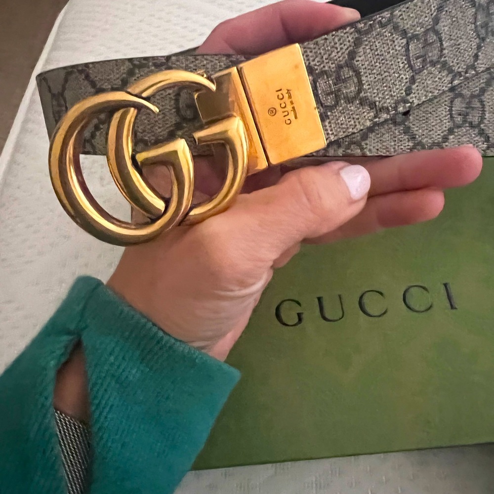 Brown reversible gucci belt
